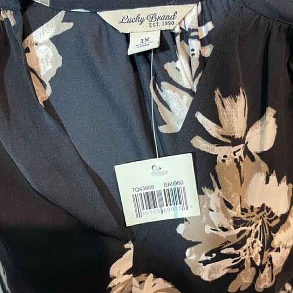 NWT Lucky Brand Floral Peasant Top - Size 1X - Picture 13 of 14